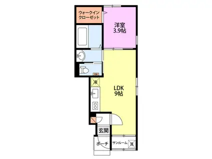 フェリースII(1LDK/1階)の間取り写真
