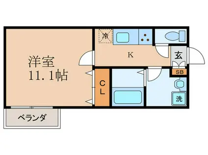 マーベラス椥辻(1K/2階)の間取り写真