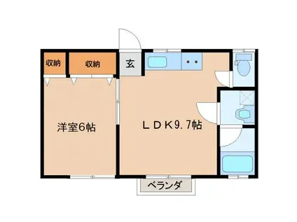 コーポS・すずき(1LDK/2階)の間取り写真