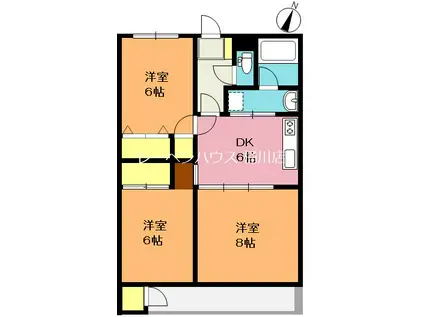 グリーンパレス桶川(3DK/1階)の間取り写真