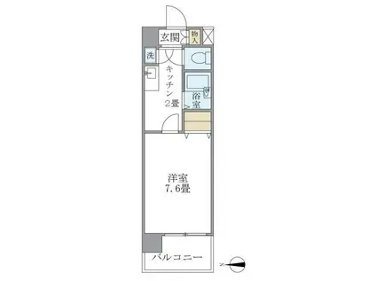 イーストコート芝(1K/2階)の間取り写真