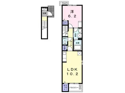 マスコット ハウスII(1LDK/2階)の間取り写真
