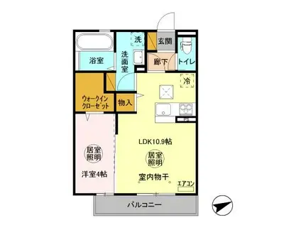 レフィナード(1LDK/1階)の間取り写真