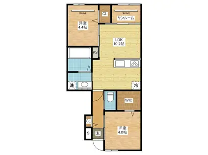 ベルリード ルミナス(2LDK/1階)の間取り写真