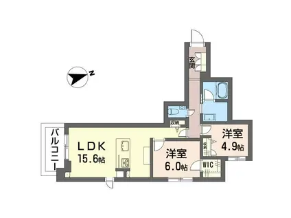 メリア調布(2LDK/4階)の間取り写真