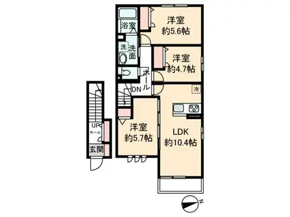 ROSE COURT C(3LDK/2階)の間取り写真