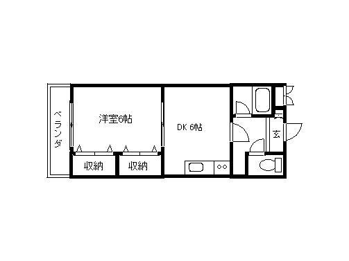 サンフラワー(1DK/2階)の間取り写真