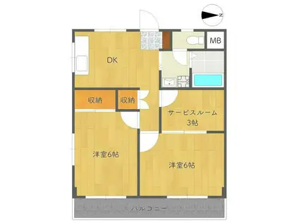 サーティフルハイツ(2SDK/3階)の間取り写真