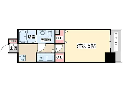 レジディア天神橋(1K/3階)の間取り写真