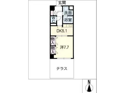 タウン清住(1DK/1階)の間取り写真