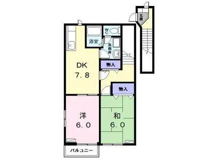 プリマベーラA(2DK/2階)の間取り写真