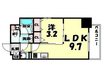 レオンコンフォート北浜(1LDK/3階)の間取り写真