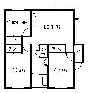 パーク2・12(3LDK/1階)の間取り写真