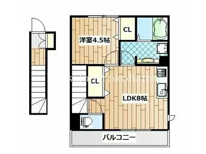 ブルーム岸根公園(1LDK/2階)の間取り写真