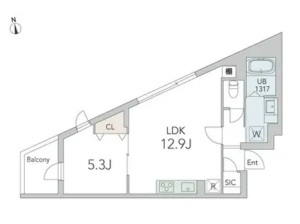 GRANDUO用賀6(1LDK/3階)の間取り写真
