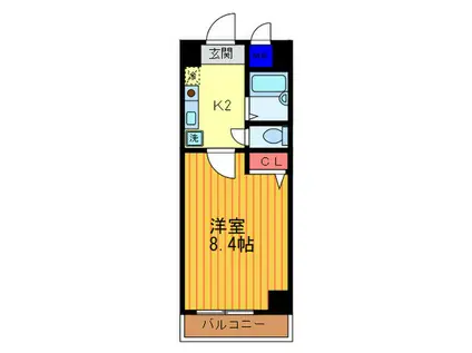 ビクトワール二条(1K/5階)の間取り写真