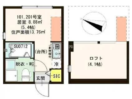 レジナガーデン(ワンルーム/1階)の間取り写真