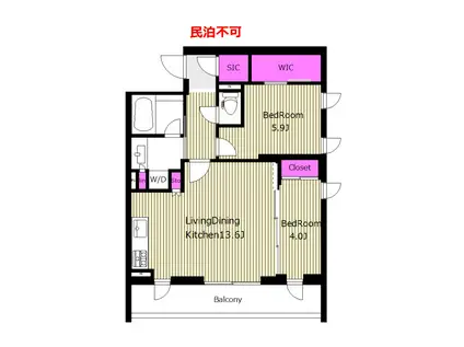 NETフリー 2面採光 ミュプレ代々木上原 MT(2LDK/1階)の間取り写真