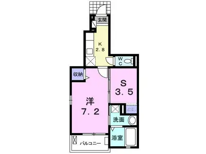 アミティ プレセアII(1SK/1階)の間取り写真