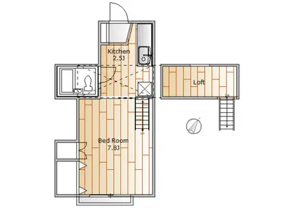 東が丘アパートメント(1K/2階)の間取り写真