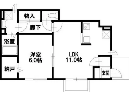 グレイスフルK(1LDK/1階)の間取り写真