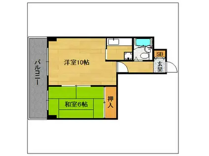 エバーライフ住吉(1LDK/8階)の間取り写真