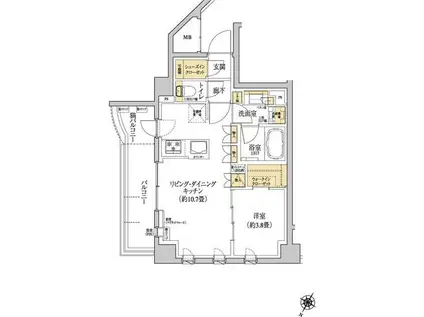グレーシアフィット三ツ境(1LDK/6階)の間取り写真