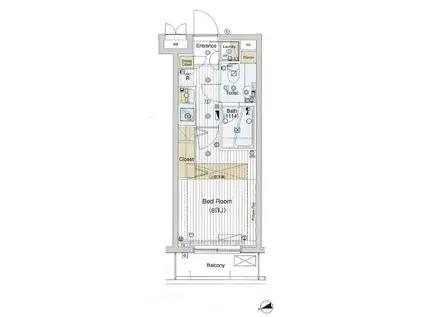 ヴォーガコルテ西馬込アジールコート(1K/4階)の間取り写真