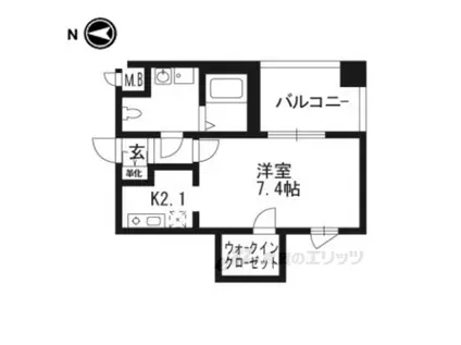 アクロス京都西大路(1K/2階)の間取り写真