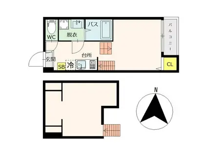 エクセレント旭ヶ丘(1K/1階)の間取り写真