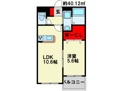 S‐COURT(1LDK/3階)の間取り写真