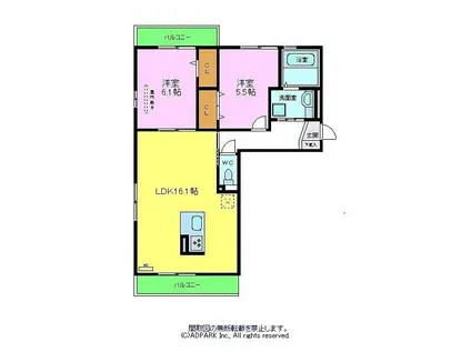 メゾン シュシュ(2LDK/1階)の間取り写真