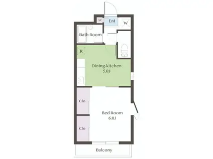 ファミール栄(1DK/2階)の間取り写真