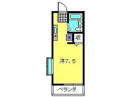 ベルグリーン36A棟(ワンルーム/2階)の間取り写真