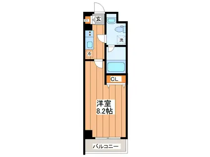 フォートレジデンス鉄砲町(1K/3階)の間取り写真