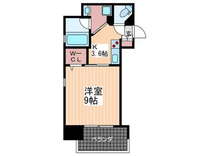 ルービンス宇品海岸(1K/8階)の間取り写真