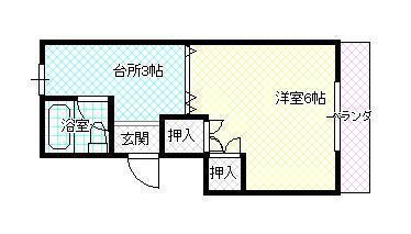 半田コーポ(1K/3階)の間取り写真