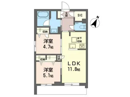モンサンク(2LDK/1階)の間取り写真