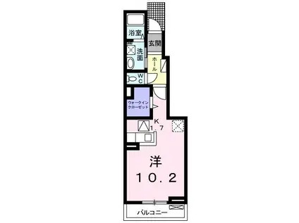 ベルソレイユ参番館(ワンルーム/1階)の間取り写真