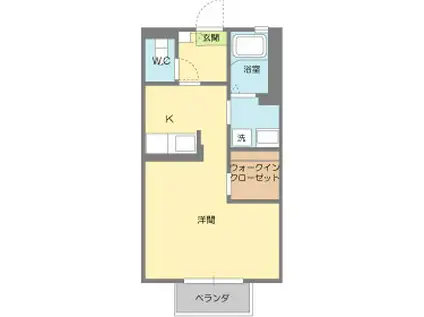 DAWN津ノ井(ワンルーム/1階)の間取り写真