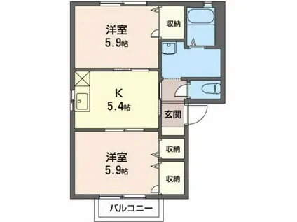 フォーレスM(2K/2階)の間取り写真
