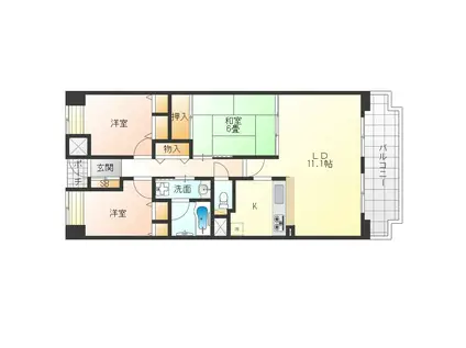 NTRPレジデンス甲子園四番町(3LDK/3階)の間取り写真