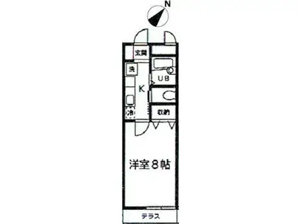 ノイエスハイム(1K/1階)の間取り写真