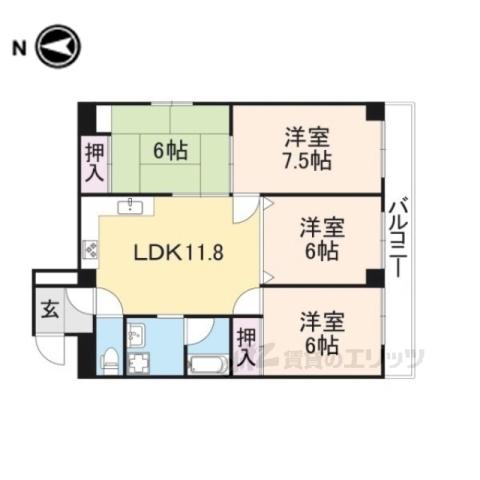 ラサール御所(4LDK/3階)の間取り写真