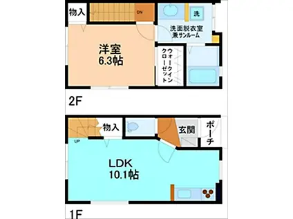 FALDO B棟(1LDK/1階)の間取り写真