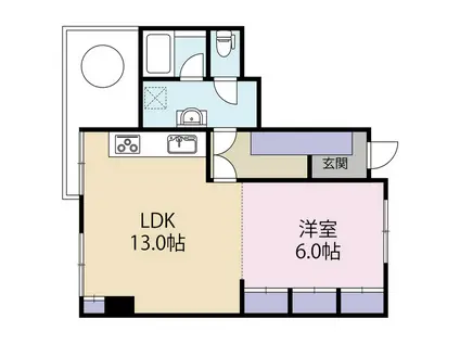 浄水グランドコーポ(1LDK/6階)の間取り写真