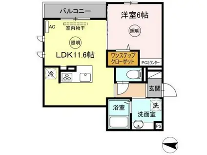 ラルーチェCD C棟(1LDK/3階)の間取り写真