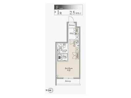 オーキッドレジデンス住吉(1DK/6階)の間取り写真