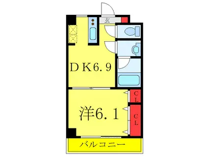 市両マンション(1DK/3階)の間取り写真