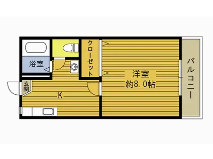 フローレンス海岸通A(1K/2階)の間取り写真
